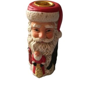 Santa Claus Candle Holder - Red and Gold